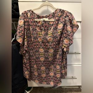 LOFT Plus - size 20, floral v-neck blouse used